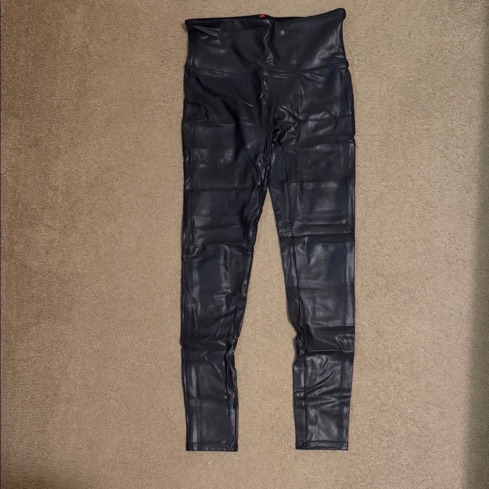 Faux leather spanx leggings